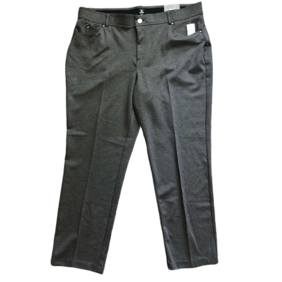 Roz & Ali Classic Fit Slim Gray Pants - Picture 2 of 5